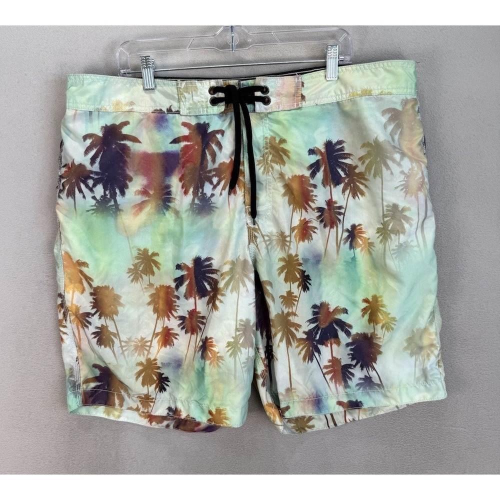 Old Navy Mens 2XL Tropical Palm Tree Paradise 8.5" Inseam Mesh Lined Swim Trunks